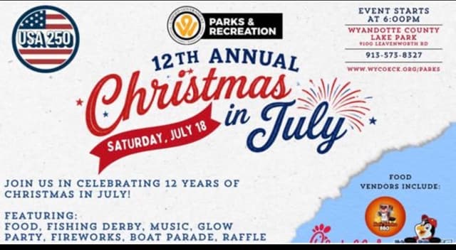 Flyer for 12th Annual Christmas in July